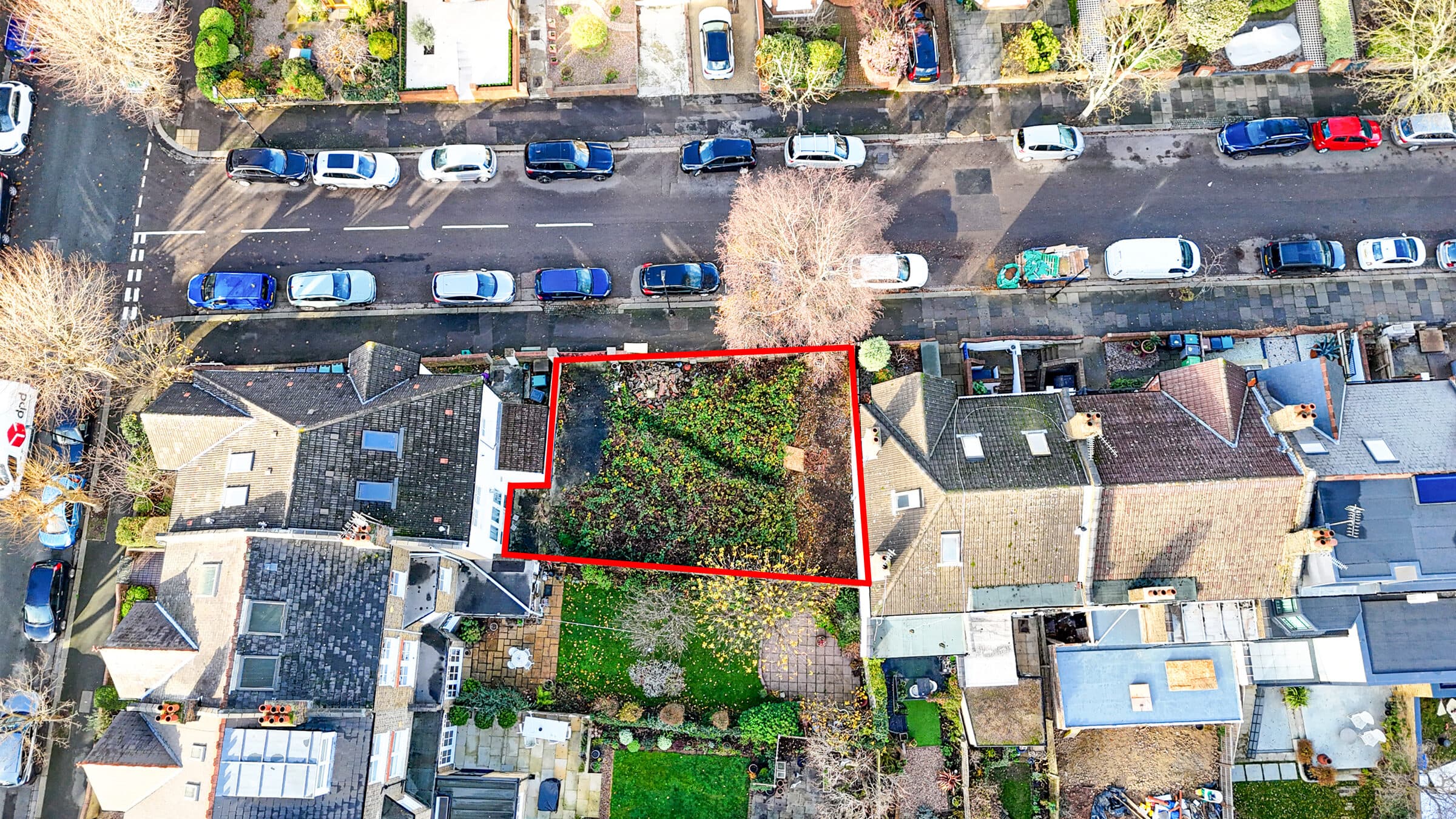Aerial drone photograph of a UK property and its surroundings.