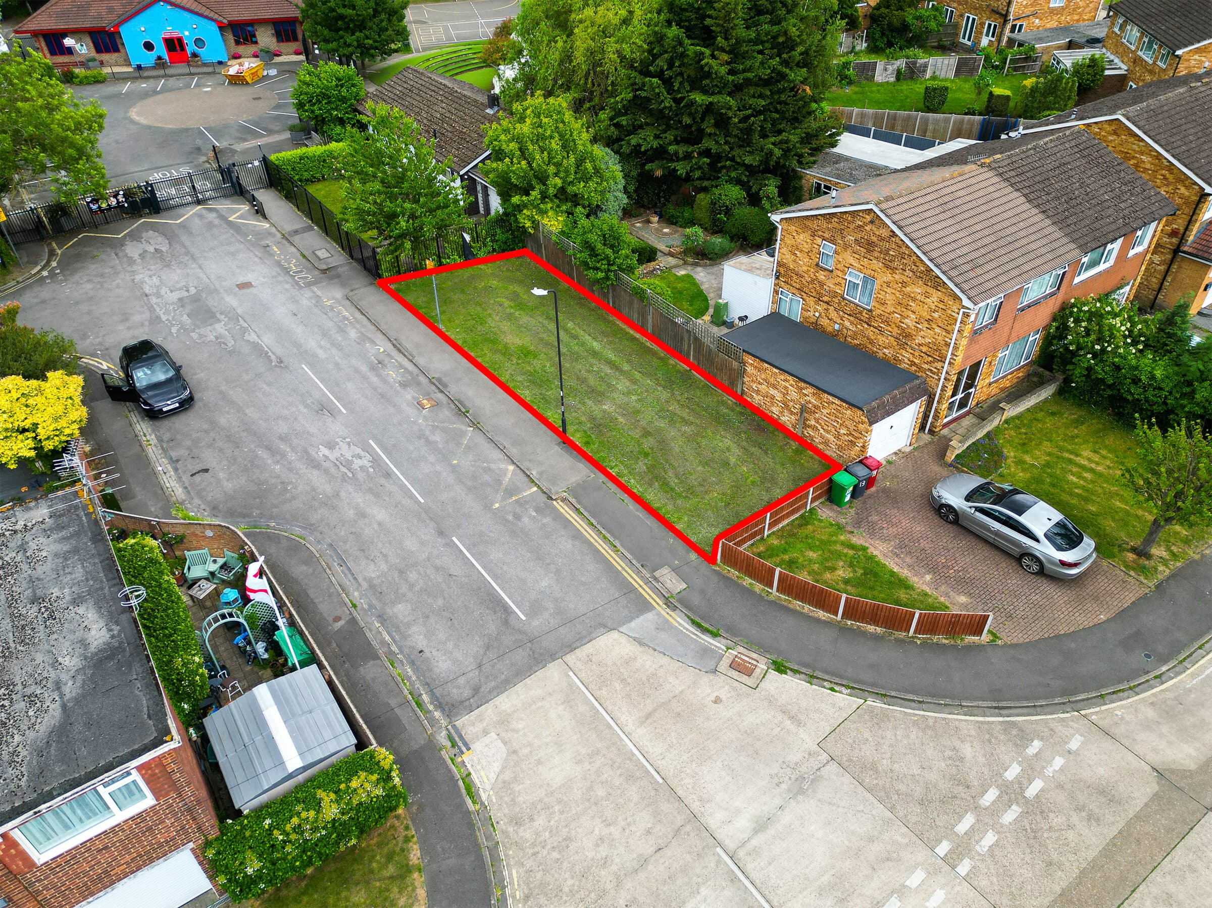 Aerial drone photograph of a UK property and its surroundings.