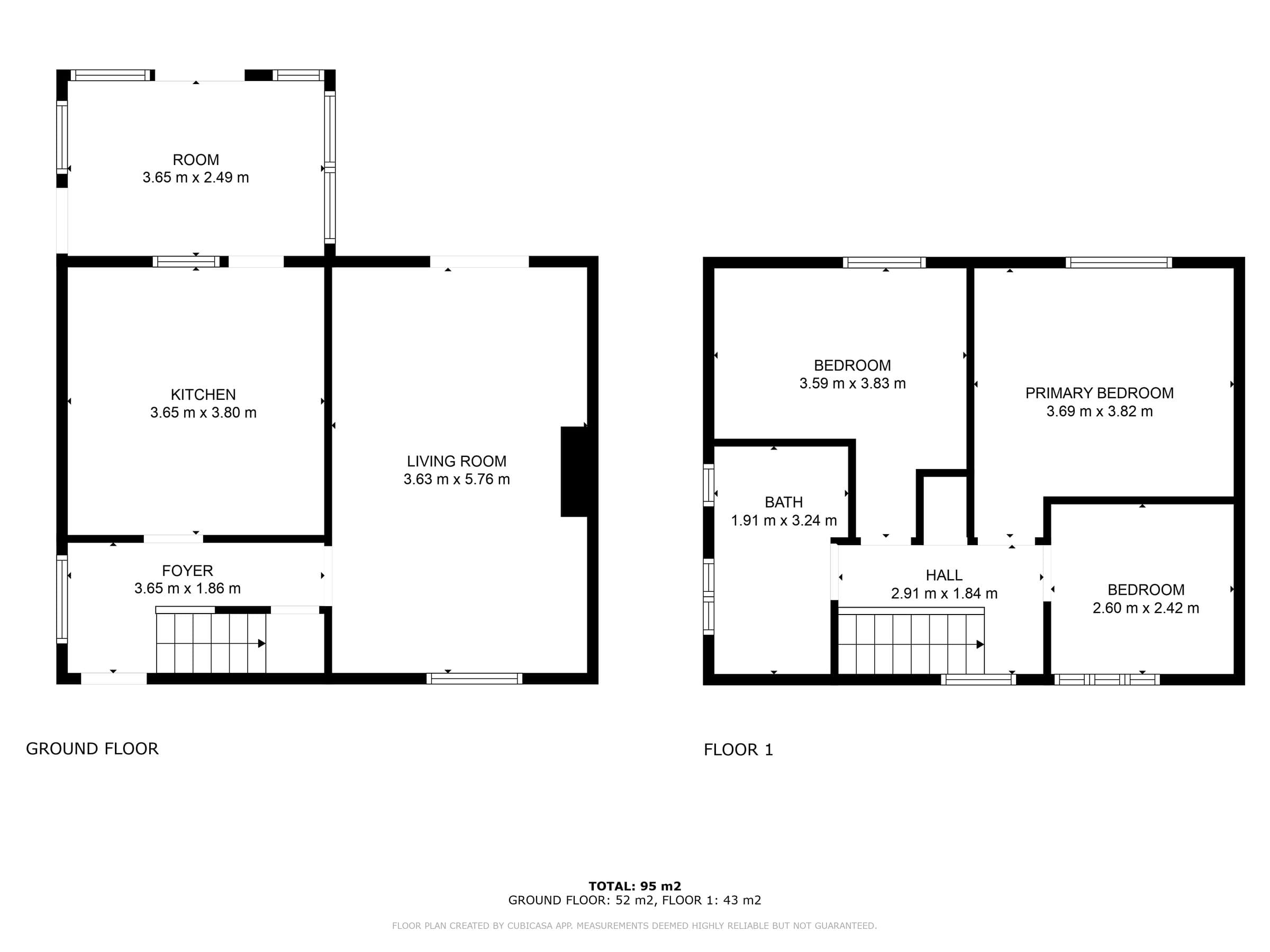 Property floor plan showing room layout and dimensions.